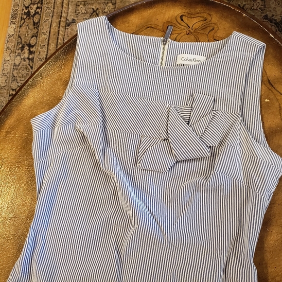 Calvin Klein Seersucker Bow Dress Size 4 - Picture 5 of 11